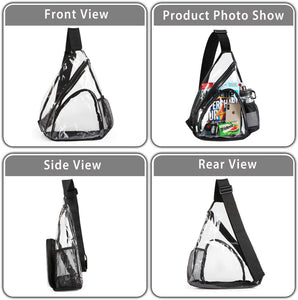 Durable Sling Black Bag Clear Backpack with Adjustable Strap