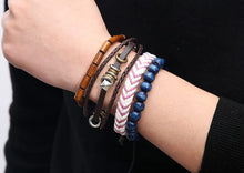 Load image into Gallery viewer, Robbie Hand-Made 4 Mix Hemp Cord Wood Beads Wristbands Bracelet