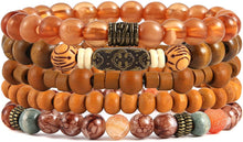 Load image into Gallery viewer, Milan Lava Stone Hemp Cord Wood Beads Wristbands Bracelet