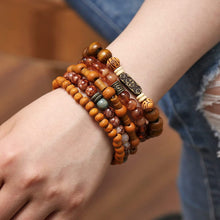Load image into Gallery viewer, Milan Lava Stone Hemp Cord Wood Beads Wristbands Bracelet