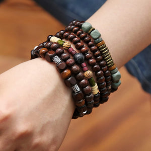 Kirbie Skull Hemp Cord Wood Beads Wristbands Bracelet