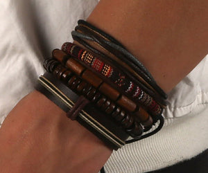 Waylen Classic Style Hemp Cord Wood Beads Wristbands Bracelet