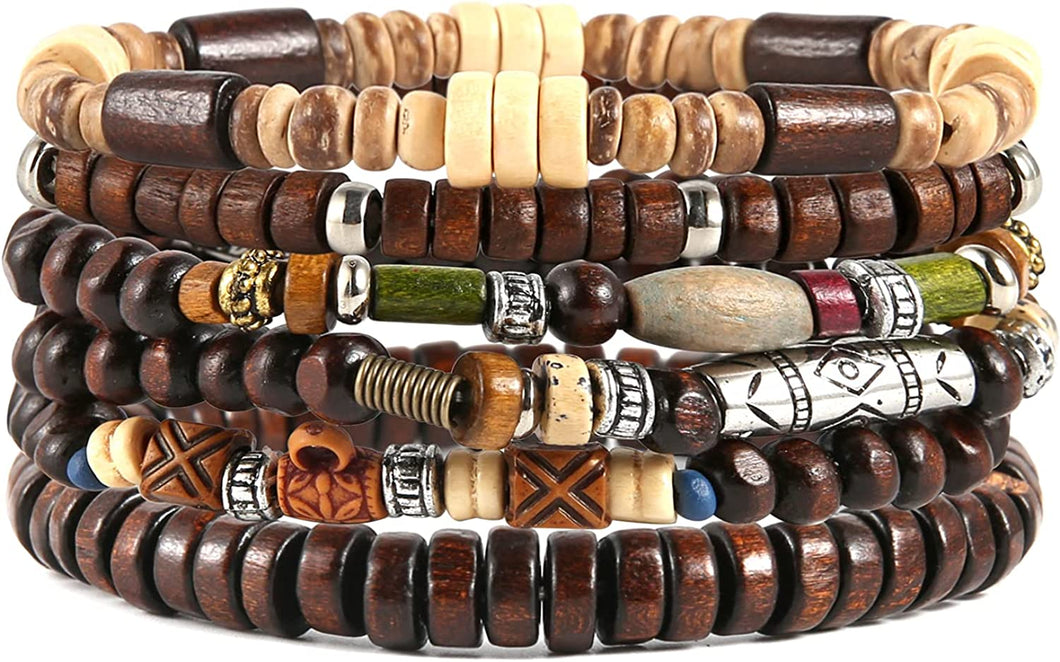 Bohemian Hemp Cord Wood Beads Wristbands Bracelet