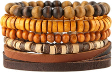 Load image into Gallery viewer, Jackie Coconut Shell 5 Mix Hemp Cord Wood Beads Wristbands Bracelet