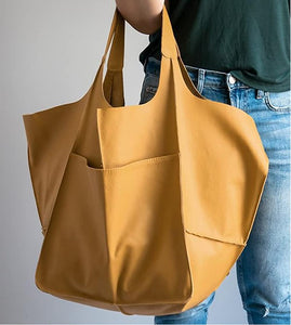 Fashion Yellow PU Large Handbag
