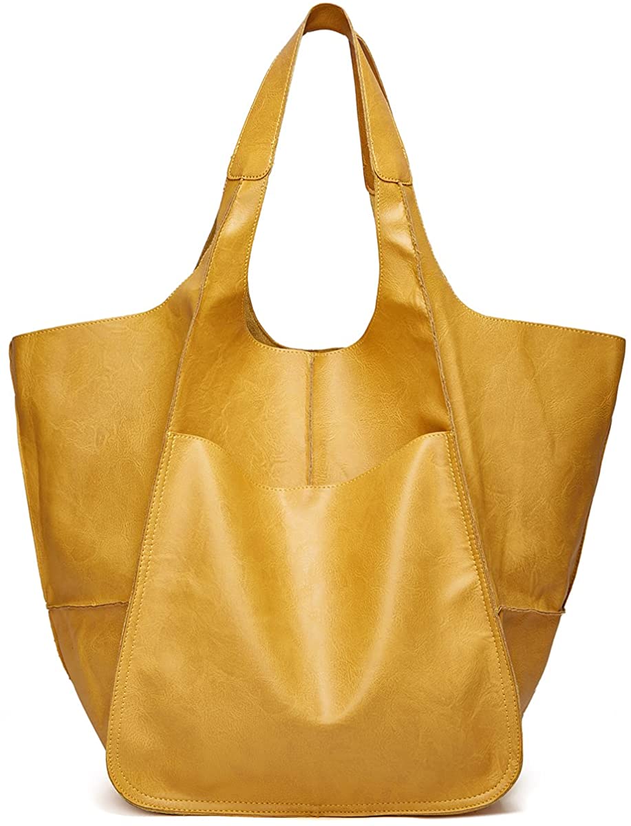 Fashion Yellow PU Large Handbag