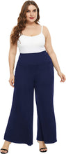 Load image into Gallery viewer, Plus Size Navy Blue Wide Leg Palazzo Lounge Pants