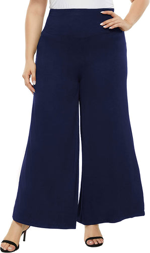 Plus Size Navy Blue Wide Leg Palazzo Lounge Pants