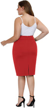 Load image into Gallery viewer, Black Plus Size Stretch Bodycon High Waist  Pencil Skirt
