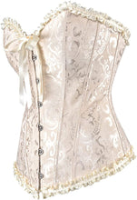 Load image into Gallery viewer, Corset Top Beige Over Bust Victorian Lace Bustier Plus Size Lingerie
