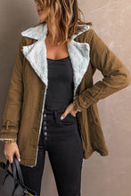 Load image into Gallery viewer, Lapel Sherpa Fleece Lined Khaki Button Down Warm Denim Jacket