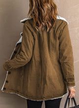 Load image into Gallery viewer, Lapel Sherpa Fleece Lined Khaki Button Down Warm Denim Jacket