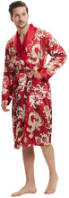 Load image into Gallery viewer, Men&#39;s Red Satin Dragon Silk Long Sleeve Robe