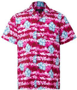 Men's Pink Floral Printed Short Sleeve Shirt