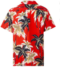 Load image into Gallery viewer, Men&#39;s Red Palm Print Short Sleeve Shirt