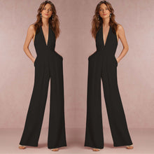 Load image into Gallery viewer, Giovanni Black Halter Wide Leg Jumpsuit