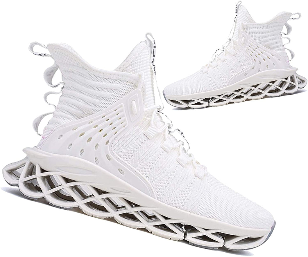 Men's White High Top Mesh Athletic Shoes