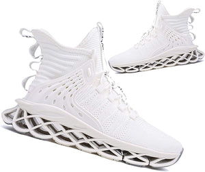 Men's Two Color White/Blue High Top Mesh Athletic Shoes