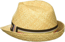 Load image into Gallery viewer, Men&#39;s Light Beige Straw Fedora with Striped Band