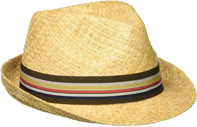 Men's Light Beige Straw Fedora with Striped Band