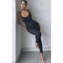Load image into Gallery viewer, Modish High Quality Black Sleeveless Weaving Rayon Jumpsuit