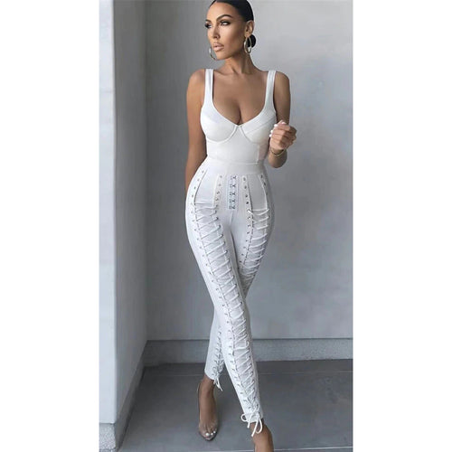 Modish High Quality White Sleeveless Weaving Rayon Jumpsuit