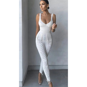 Modish High Quality White Sleeveless Weaving Rayon Jumpsuit