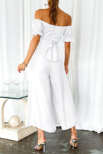 Load image into Gallery viewer, High Waist White Palazzo Puff Sleeve Sweetheart Jumpsuit