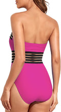 Load image into Gallery viewer, Monokini Hot Pink Strapless Halter One Piece Swimsuits