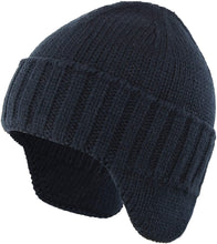 Load image into Gallery viewer, Navy Knit Earflap Stocking Caps Beanie Hat with Ears
