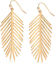 Load image into Gallery viewer, Bohemian Lightweight Gold Tone Palm Layered Dangle Earrings