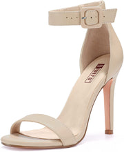 Load image into Gallery viewer, Open Toe Beige Pu High Heel Stiletto Sandals