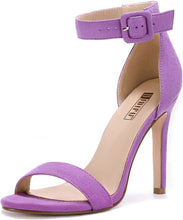 Load image into Gallery viewer, Open Toe Lilac Suede High Heel Stiletto Sandals