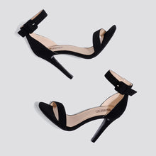 Load image into Gallery viewer, Open Toe Black Nubuck High Heel Stiletto Sandals