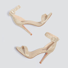 Load image into Gallery viewer, Open Toe Gold Glitter High Heel Stiletto Sandals