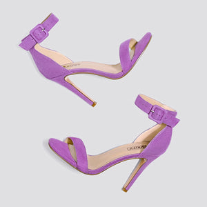 Open Toe Lilac Suede High Heel Stiletto Sandals