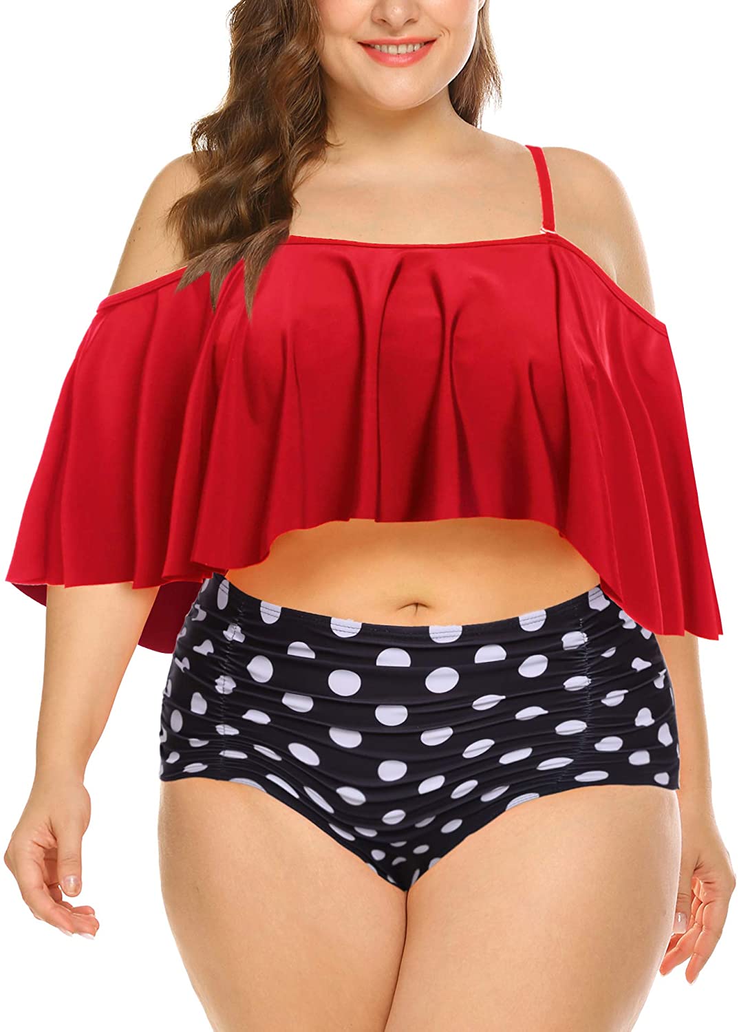 Plus size flounce bathing hot sale suit