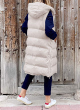 Load image into Gallery viewer, Thick Hooded Beige Sleeveless Vest Long Jacket