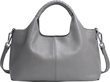 Load image into Gallery viewer, Genuine Leather Gray  Tote Handbags