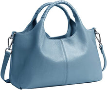 Load image into Gallery viewer, Genuine Leather Light Blue Tote Handbags