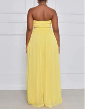 Load image into Gallery viewer, Wild Free Yellow Off Shoulder Dress tube Loose Romper with Pockets Jumpsuit