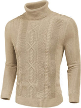 Load image into Gallery viewer, Honeycomb Knitted Pattern Yellow Pullover Turtleneck Sweater