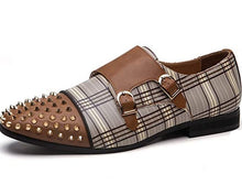 Load image into Gallery viewer, Luxury Brown Leather Spike Men&#39;s Shoe
