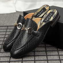 Load image into Gallery viewer, Mules Black Slip-On Men&#39;s Backless Loafers Shoes
