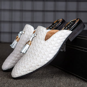 Mules White Slip-On Men's Backless Loafers Shoes