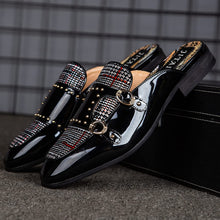 Load image into Gallery viewer, Mules Plaid Black Slip-On Men&#39;s Backless Loafers Shoes