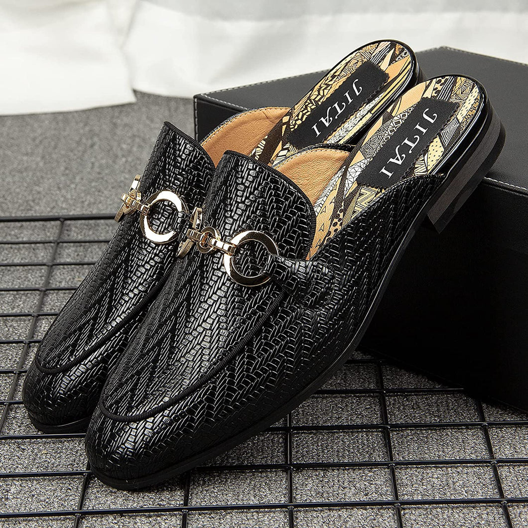Mules Black Slip-On Men's Backless Loafers Shoes