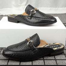 Load image into Gallery viewer, Mules Black Slip-On Men&#39;s Backless Loafers Shoes