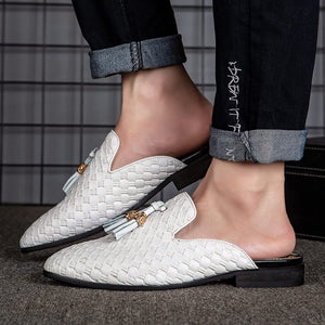 Mules White Slip-On Men's Backless Loafers Shoes
