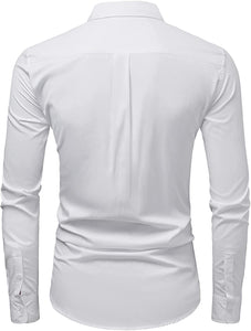 Men's Crisp White Button Down Long Sleeve Shirt